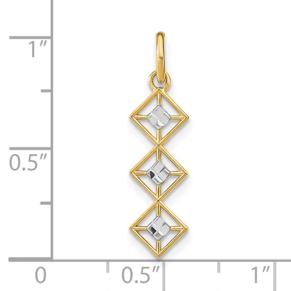 14k Yellow Gold W/Rhodium & D/C 3 Diamond Shapes … - image 3